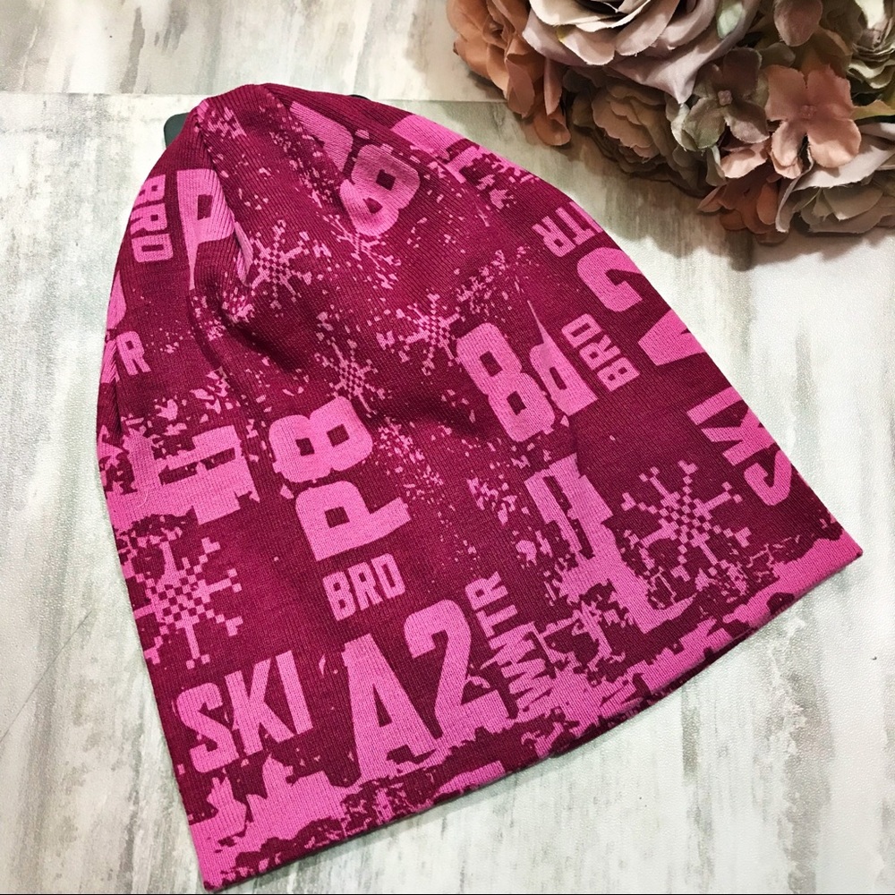 ACE USA pink graphic ski hat NWT